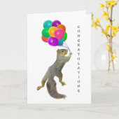 Carte Écureuil avec ballons Félicitations (Fleur jaune)