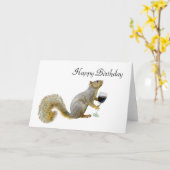 Carte Écureuil avec l'écureuil d'anniversaire de vin (Fleur jaune)