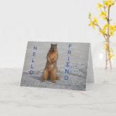 Carte Écureuil Avec Nut, Bonjour Ami (Fleur jaune)