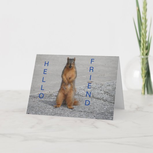 Carte Écureuil Avec Nut, Bonjour Ami (Devant)