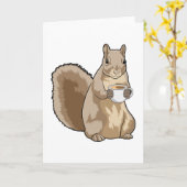 Carte Écureuil avec tasse de café (Fleur jaune)