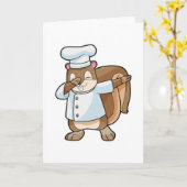 Carte Écureuil cuisinier avec tablier de cuisine (Fleur jaune)