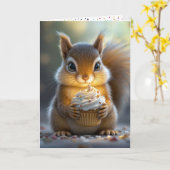Carte Écureuil d'anniversaire mignon (Fleur jaune)