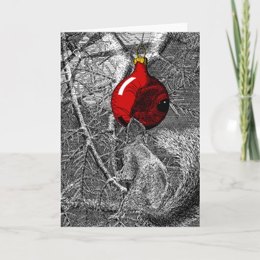 Carte Écureuil dans un arbre de Noël (Devant)