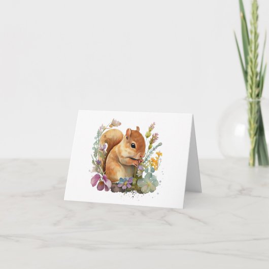 Carte Écureuil dans un champ de fleurs VIDE (Devant)