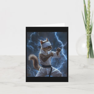 Carte Écureuil d'art martial portant Karate Gi Lightning