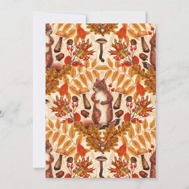 Carte Écureuil d'automne sur blanc (Devant)