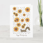 Carte Écureuil de bon thanksgiving aux tournesols (Devant)