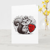 Carte Écureuil de l'amour (Fleur jaune)