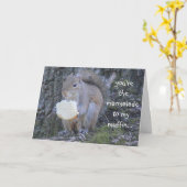 Carte Écureuil drôle, confiture d'oranges à mon petit (Fleur jaune)