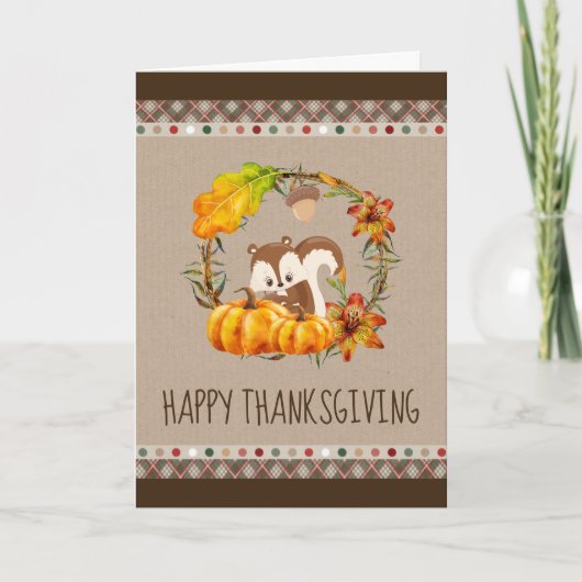 Carte Écureuil et Citrouille Russe Wreath Thanksgiving (Devant)