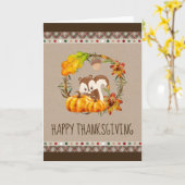 Carte Écureuil et Citrouille Russe Wreath Thanksgiving (Fleur jaune)