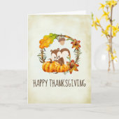 Carte Écureuil et Citrouille Russe Wreath Thanksgiving (Fleur jaune)