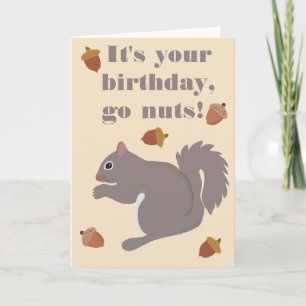 Carte Écureuil gris mignon Drôle Go Nuts Anniversaire