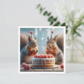 Carte écureuil, invitation à l'anniversaire d'écur (Debout devant)