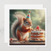 Carte écureuil, invitation à l'anniversaire d'écur (Devant / Derrière)