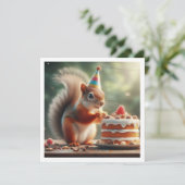 Carte écureuil, invitation à l'anniversaire d'écur (Debout devant)
