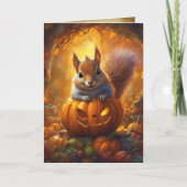 Carte Écureuil Jack-O-Lantern, Joyeux Halloween mignon (Devant)