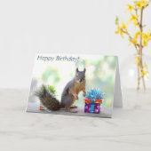 Carte Écureuil Joyeux Anniversaire ! (Fleur jaune)