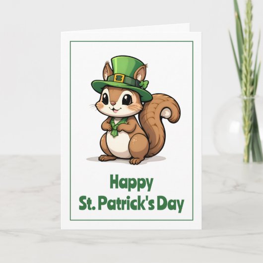 Carte Écureuil mignon de la Saint-Patrick avec chapeau v (Devant)
