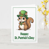 Carte Écureuil mignon de la Saint-Patrick avec chapeau v (Fleur jaune)