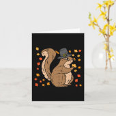 Carte Écureuil pèlerin mignon Thanksgiving Automne Autom (Fleur jaune)