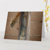 Carte Écureuil raid nourricier d'oiseaux (Fleur jaune)