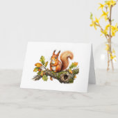 Carte Écureuil roux sur une branche (Fleur jaune)