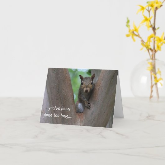 Carte Écureuil solitaire dans l'arbre, tu me manques (Fleur jaune)