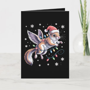 Carte Écureuil volant de Noël Chapeau de Père Noël Lumiè