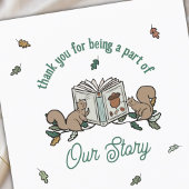 Carte Écureuils de bois Livre Baby shower Merci