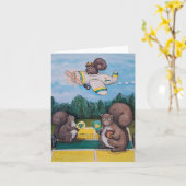 Carte écureuils de canard (Fleur jaune)