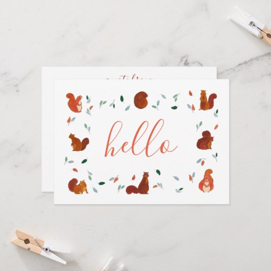 Carte Écureuils mignons (Devant/Arrière en situation)