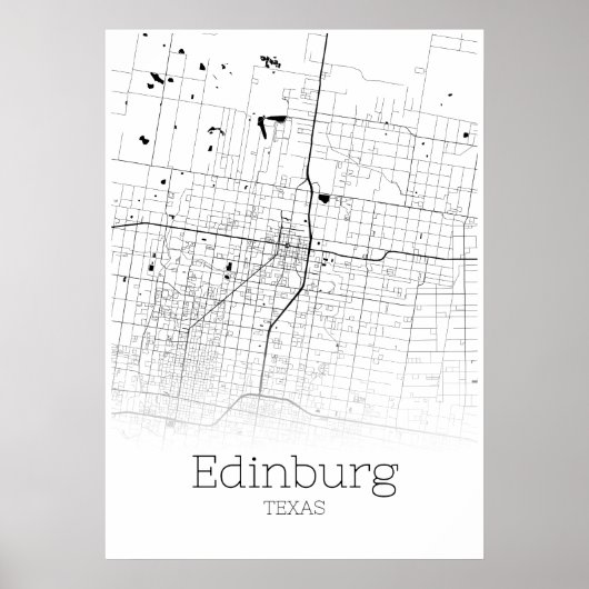 Carte Edinburg - Texas - Poster de la carte de vil (Devant)