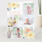 Carte éditable avec collage photo floral jaune pêc (Devant)