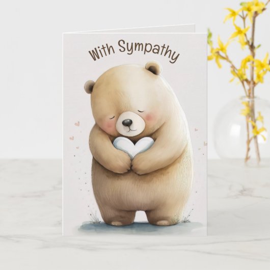 Carte Editable Bear With Heart Sympathy (Fleur jaune)