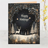 Carte Editable Deer in the Woods Happy Holidays  (Fleur jaune)