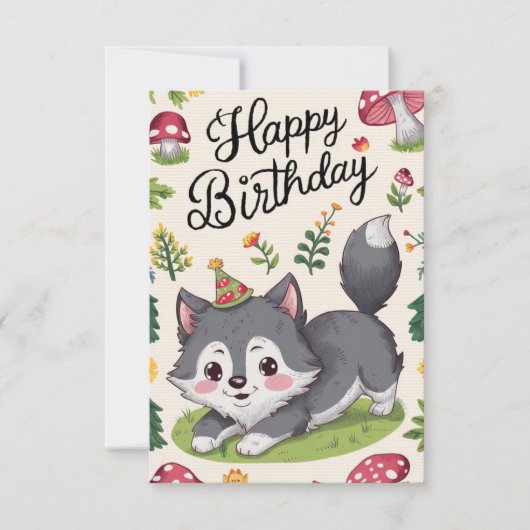 Carte Editable Simple Wolf Digital Anniversaire (Devant)