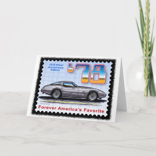 Carte Édition argentée Corvette de l'anniversaire 1978 (Devant)