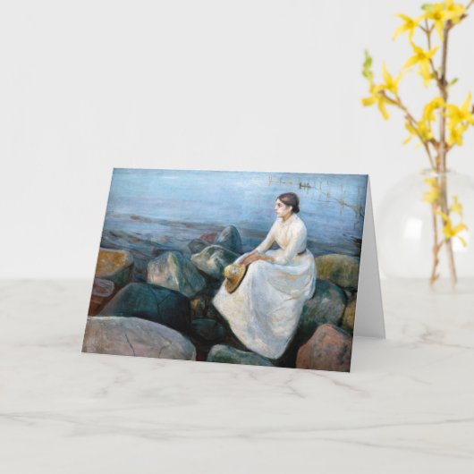 Carte Edvard Munch - Nuit d'été, Enger sur la plage (Fleur jaune)