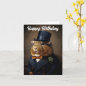 Carte Edwardian Guinée Pig Gentlemday Anniversaire (Fleur jaune)