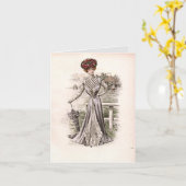 Carte Edwardian Lady Avec Parapluie Vintage Mode (Fleur jaune)