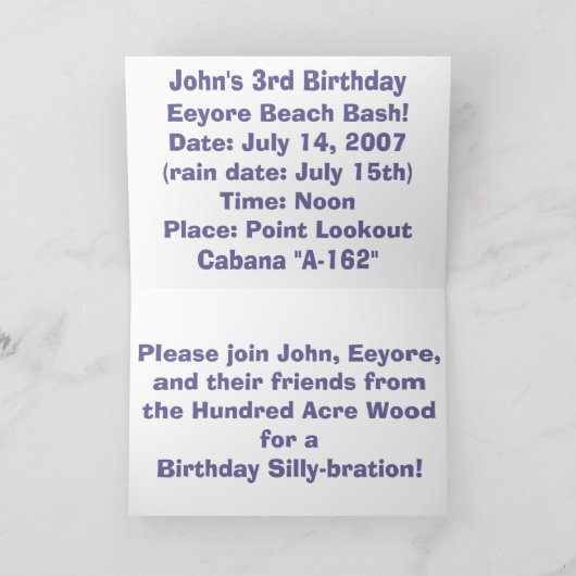 Carte Eeyore (Intérieur)