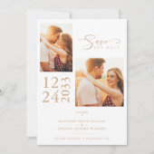 Carte Effet or élégant 2 Photos Mariage sophistiqué (Devant)