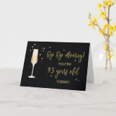 Carte Effet Parties scintillant d'or Champagne 95 ans An (Fleur jaune)