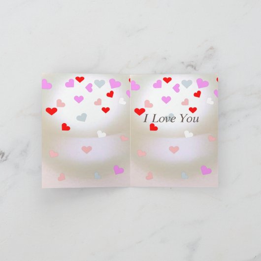 Carte Effet Perle Blanche avec cœurs (Intérieur)