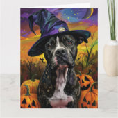 Carte Éffrayant American Staffordshire Halloween Citroui (Devant)