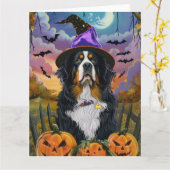 Carte Éffrayant Bernese Mountain Halloween Citrouille so (Fleur jaune)