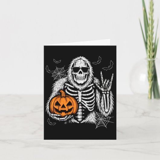 Carte Éffrayant Bigfoot Jack-o'-lantern Skeleton Hallowe (Devant)