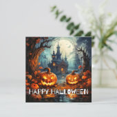 Carte Éffrayant Château Déplaisant Happy Halloween (Debout devant)